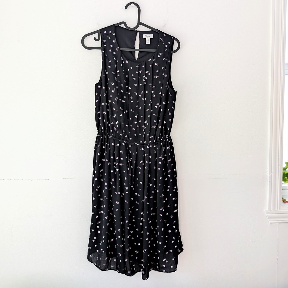 Thyme Breastfeeding Black Floral Sleeveless Sheath Dress In Size XS